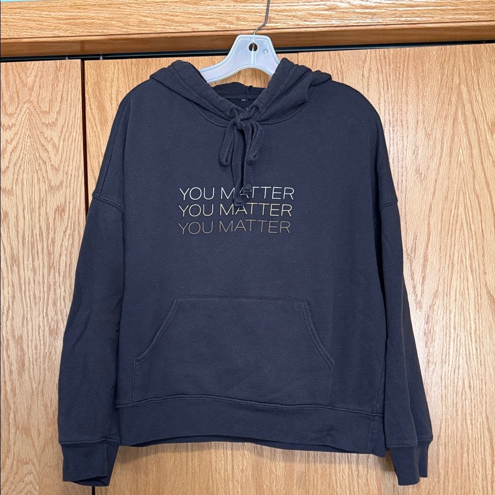 Women's Medium Dark Gray Hoodie with Inspirational Print
